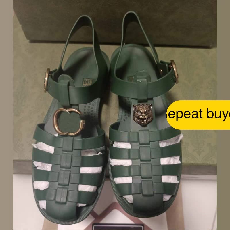 Gucci rubber buckle sales strap sandal green