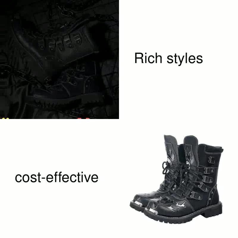 Bottines Gothiques Punk Homme - Cuir, Plateforme 5cm, Lacets + Fermeture éclair - Style Rock Urbain
