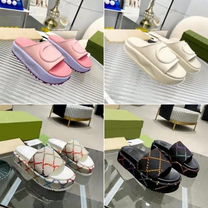 2022 Designer Slides: Fashionable Thick Bottom Platform Slide Sandals With  Letter Embroidery, Macaron Platform Wedges, And UV Canvas Be2 LcK From  Jie199166, $30.26