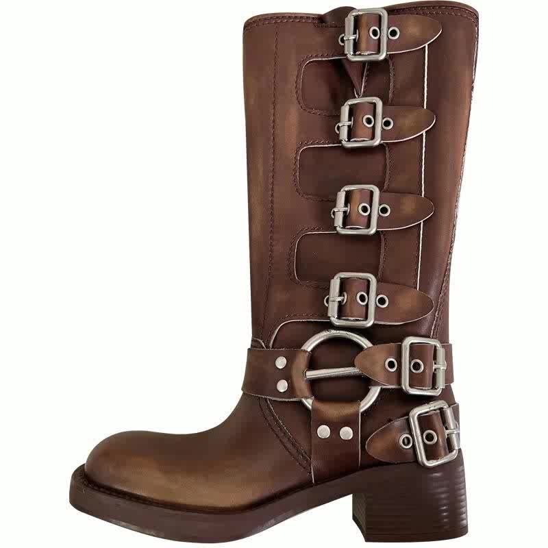 2023 Luxurys Designers Women Miu Buckler Bootss Tall High