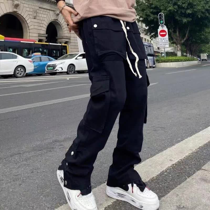 Black Cargo Flare Black Cargo Trousers Womens With Pocket For High Street  And Harajuku Style Bell Bottom Sweatpants For Men From Akeemlily, $30.35