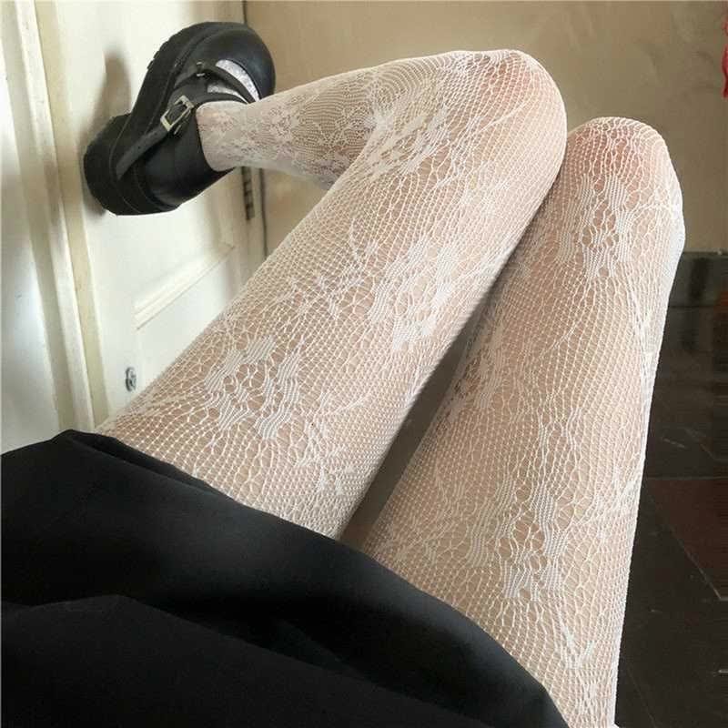 Medias De Seda Encaje Sexy Medias De Malla Blanca Mujeres Lencería De  Rejilla Sexy Pantimedias Lolita Medias Estampadas Kawaii Leggings De Verano  Negros Góticos De 7,1 €