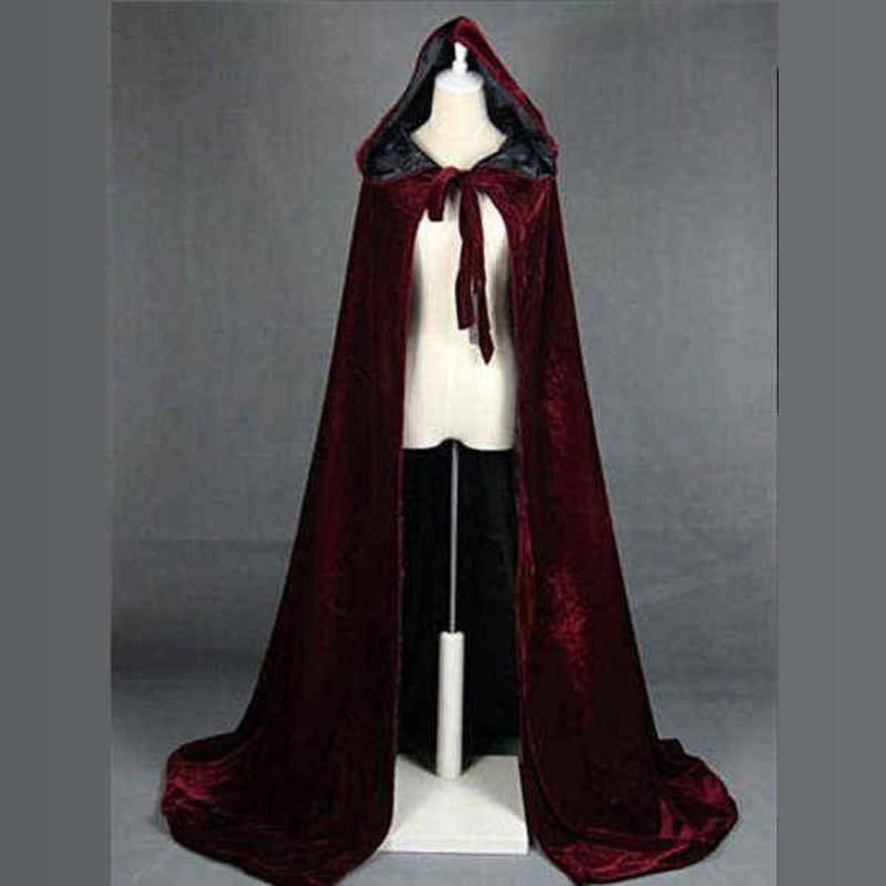 Hooded crush velvet Black and redロングマント Amazon.com: Deluxe Black Velvet and Red Satin Cape, Multi
