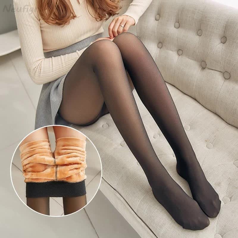 Meias térmicas femininas falsas leggings translúcidas de inverno  meias-calças quentes sem pés meias-calças