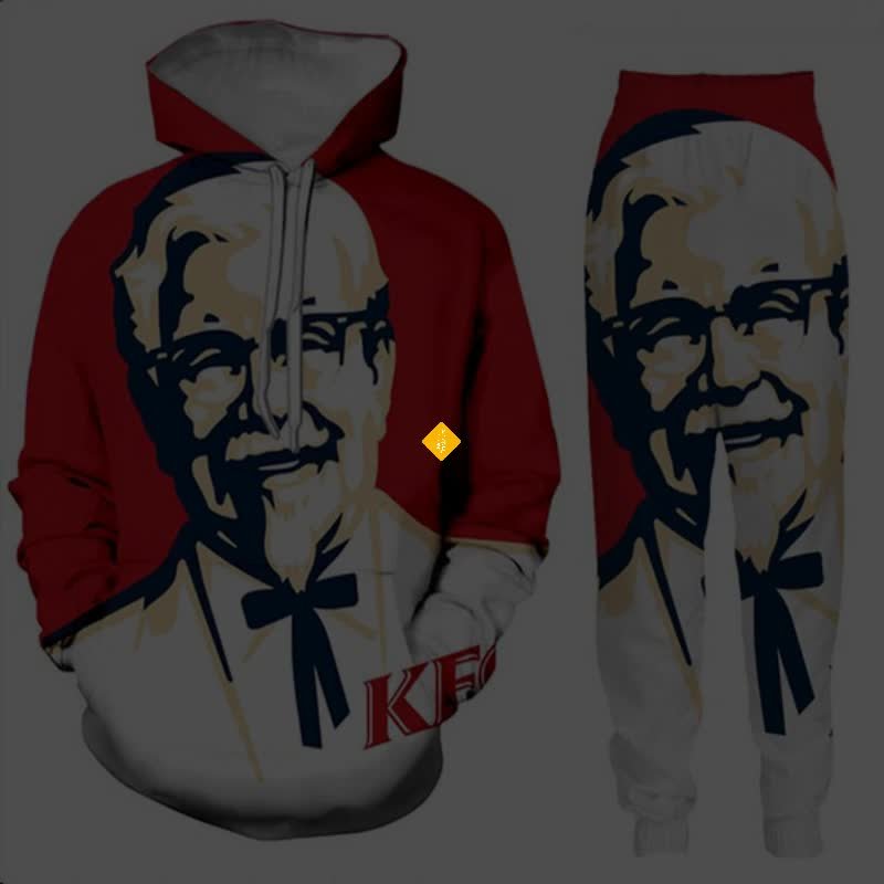 KFC Colonel 3D Print Tracksuit Set For Men And Women Funny Hip Hop