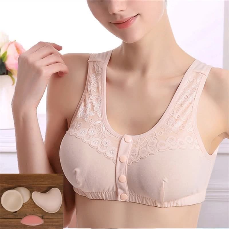 4pcs Lace Mastectomy Breast Insert Pocket Bra Breast Cancer Underwear Front  Buckle Cancer Vest Breast Postoperative Bra D-1002 LJ201208