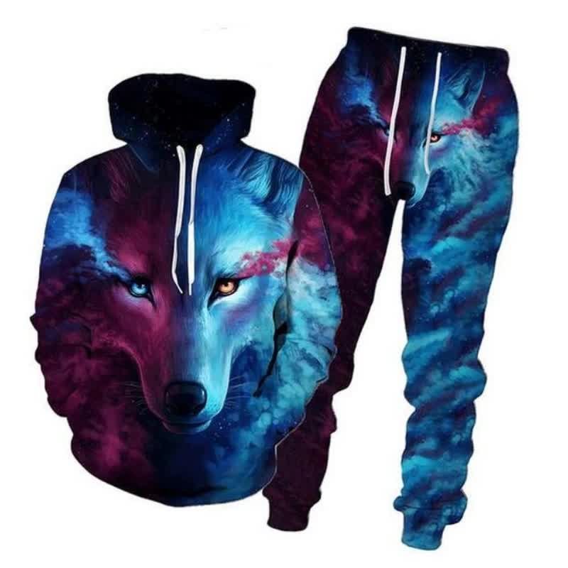 Winter men's digital print long sleeve double deals color wolf sweatshirt