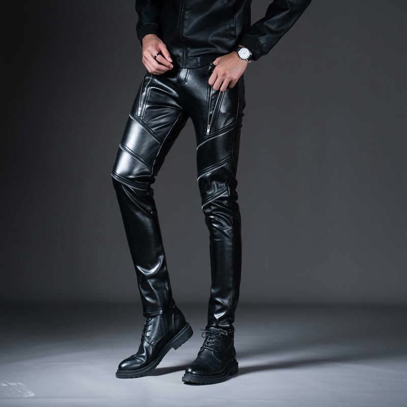 New Winter Mens Skinny Biker Leather Pants Fashionable Faux Leather Weise Leather  Trousers For Stage And Club Wear Q2634265O From Zlzol, $47.73