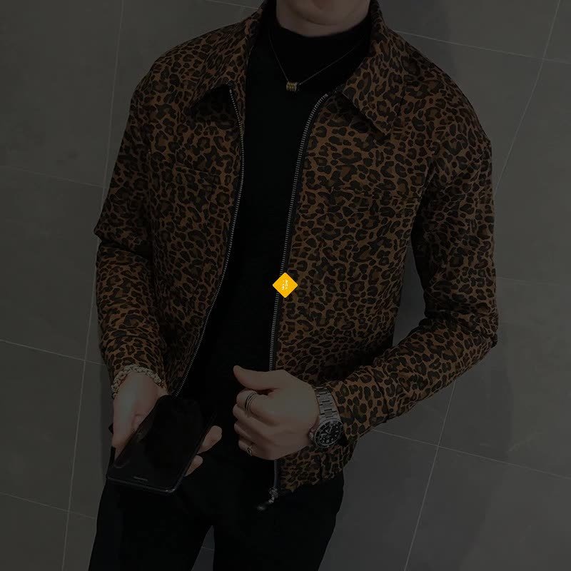 Autumn New Mens Leopard Jacket and Coat, Fashion Designer