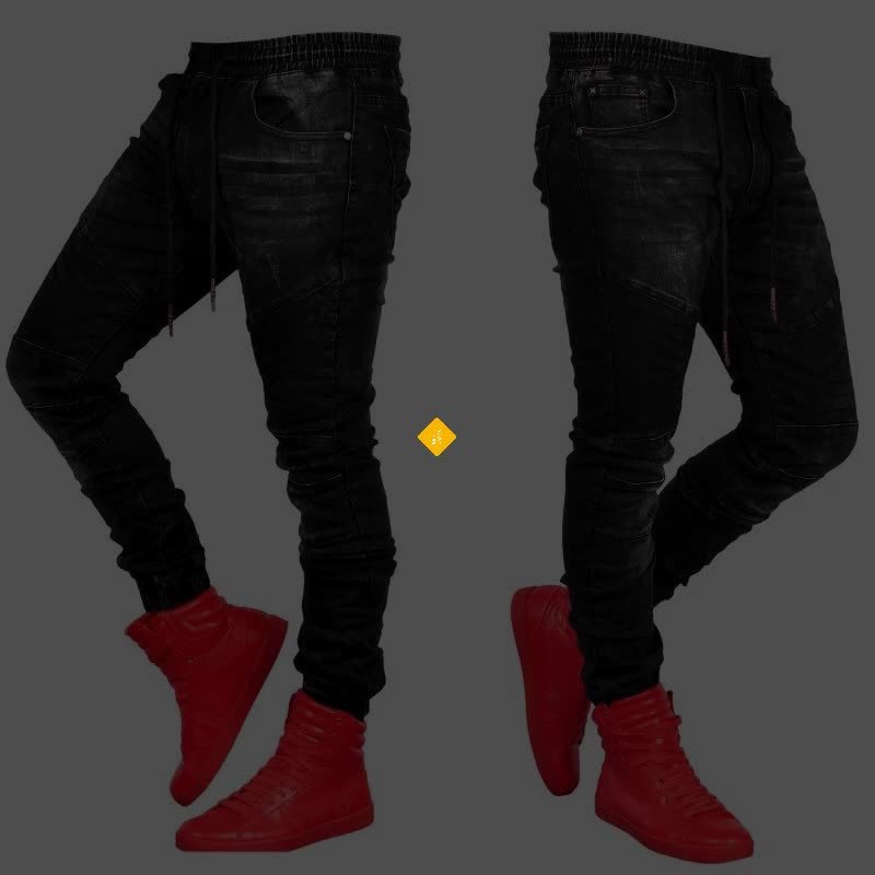 Black Slim Fit Skinny Jeans For Men For Men Elastic Waist Joggers, Casual  Loose Hip Hop Pants From Happiness5678, $24.68