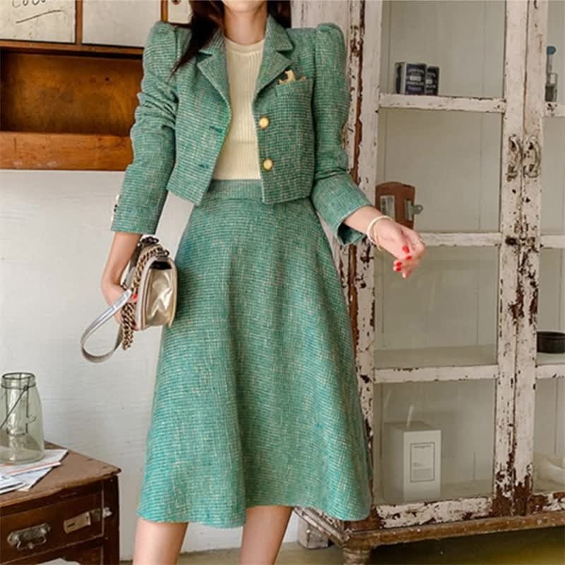 【I AM MARI】24FW★ Label Quilted Velvet Jacket Skirt Set I AM MARI】24FW☆ Label Quilted Velvet Puff Skirt