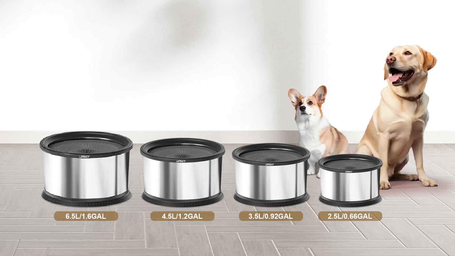 Twinsing 4.5L No-Spill Dog Water Bowl - Stainless Steel Slow Feeder For Medium/Large Dogs With Anti-Slip Mat