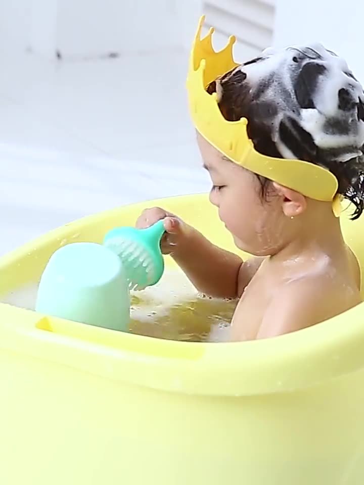 1pc Bonnet de Douche Réglable en Mousse pour Shampooing pour les 3 ans et plus, - ma