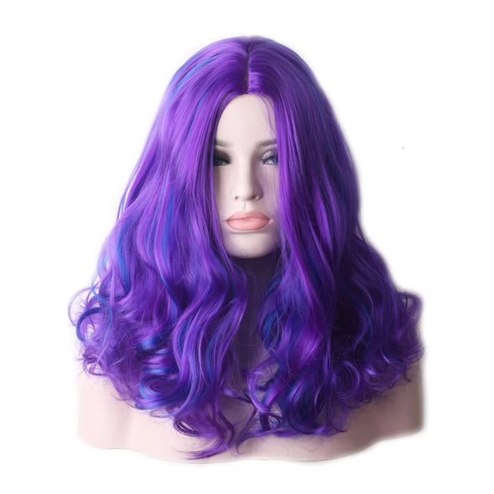 Midlle Hairline Natural Wig WoodFestival Viola Capelli Sintetici Parrucche  Cosplay Donna Ombre Ondulato Colorato Blu Lunghezza Media Da 12,36 €