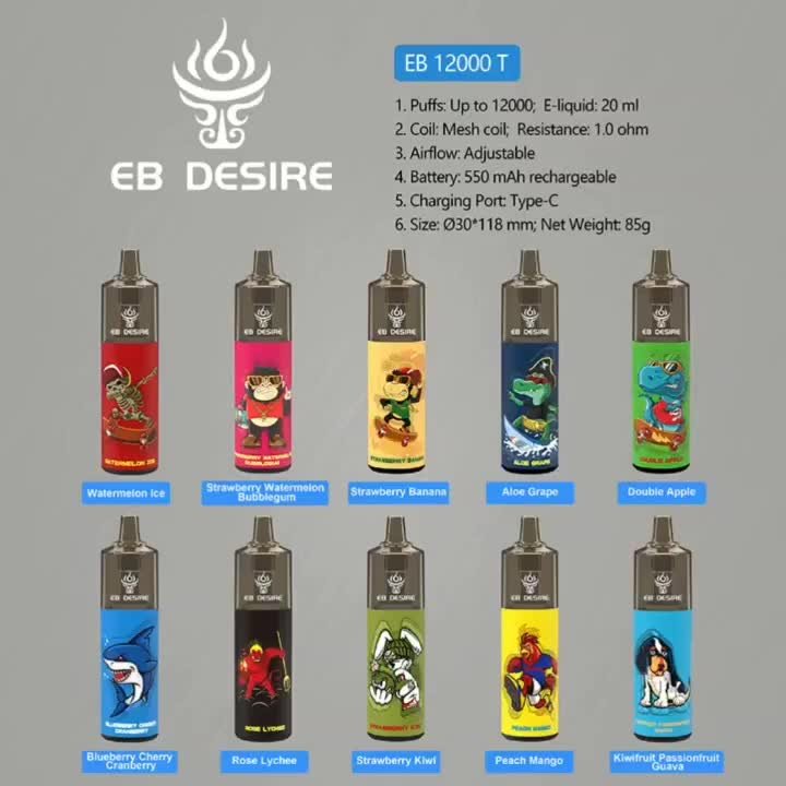 EB DESIRE Mega 12000 Puffs Vape Pen Vaper 600 5000 BC12000 RM 7000 5K 7K 9K  10K 12K Puff Disposable Pod Cartridge 550mAh Battery 22m Vapes Pods Stick  Style From 4,28 €