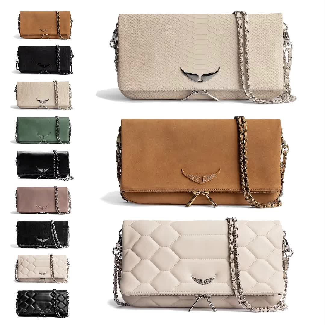 Zadig & Voltaireホワイト レザー クラッチバッグ Rock XL Mat Clutch bag white women | Zadig&Voltaire