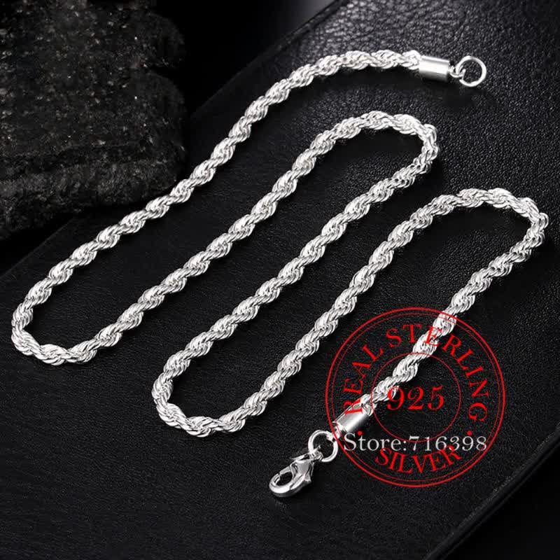925 Sterling Silver 16/18/20/22/24 Inch 4mm Twisted Rope Chain Necklace For  Women Man Fashion Wedding Charm Mens Jewelry From Spectalin, $13.66