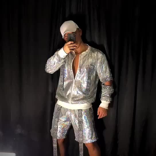 Pantalon à Paillettes Homme Brillant - Style Rétro Scène - Pour Spectacle, Cosplay, Fête, Danse - Coupe Droite