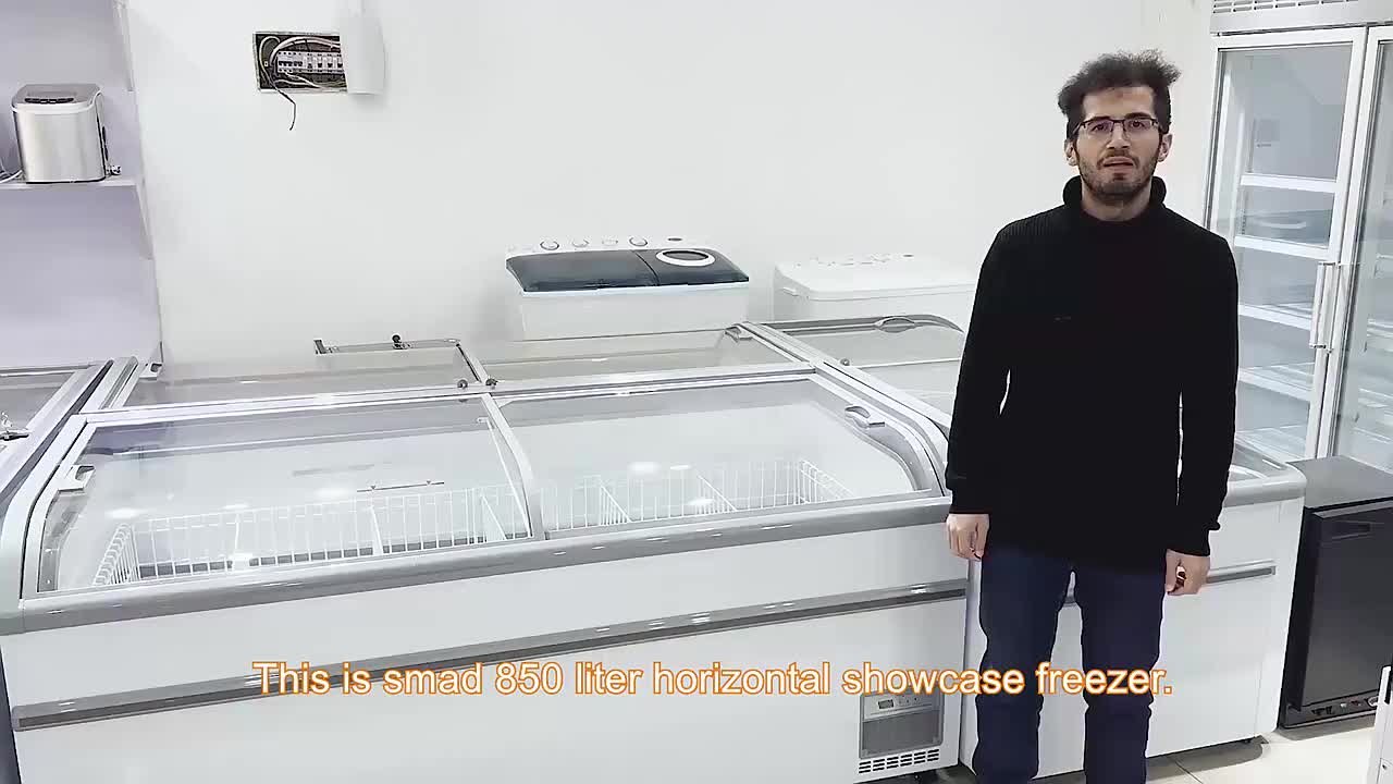 315 L Glass Door Display Commercial Top Open Deep Chest Freezer for Home