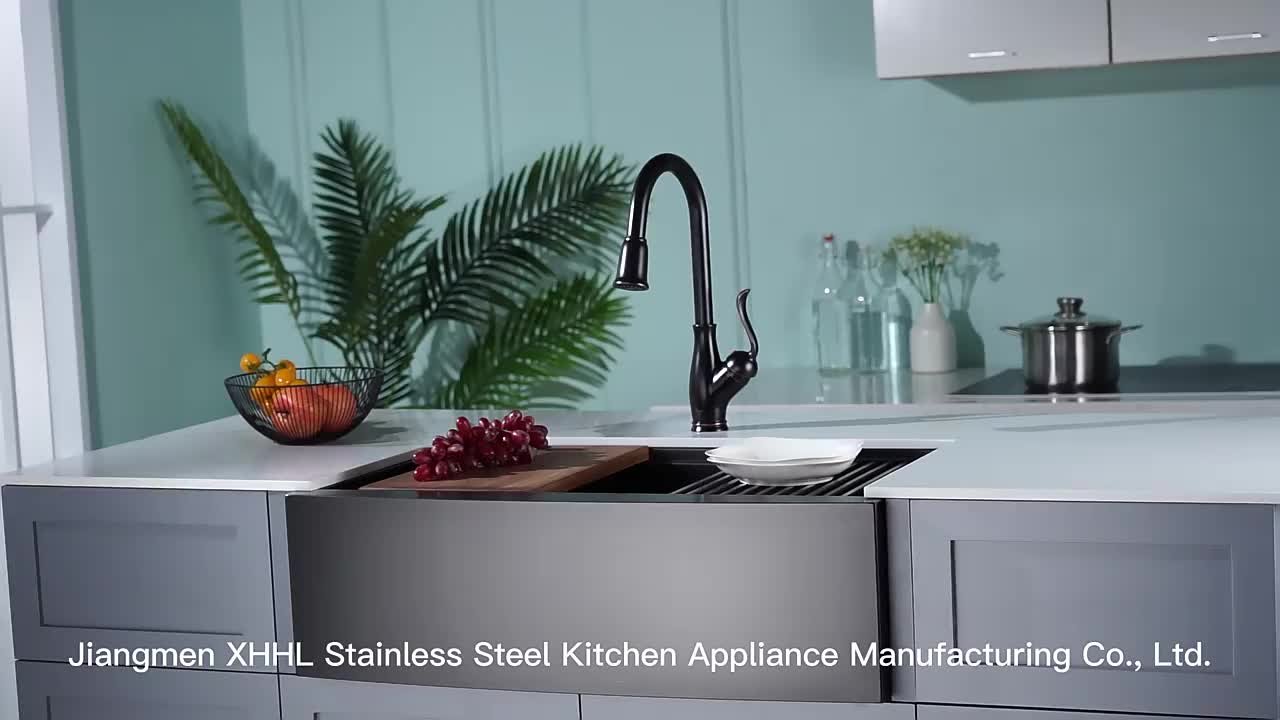 16 Gauge Matte Deep Single Bowl Stainless Steel Farm Sink Basin Farmhouse Sink Gold Apron Front Kitchen Sink