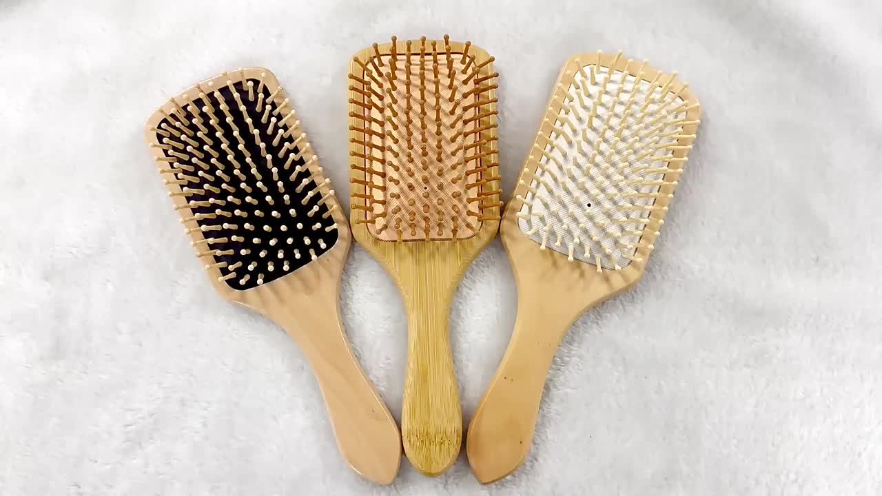 Natural Boar Bristle Hairbrush Massage Comb Anti-static Hair Scalp Paddle Brush Beech Wooden Handle Hair Brush Styling Tool