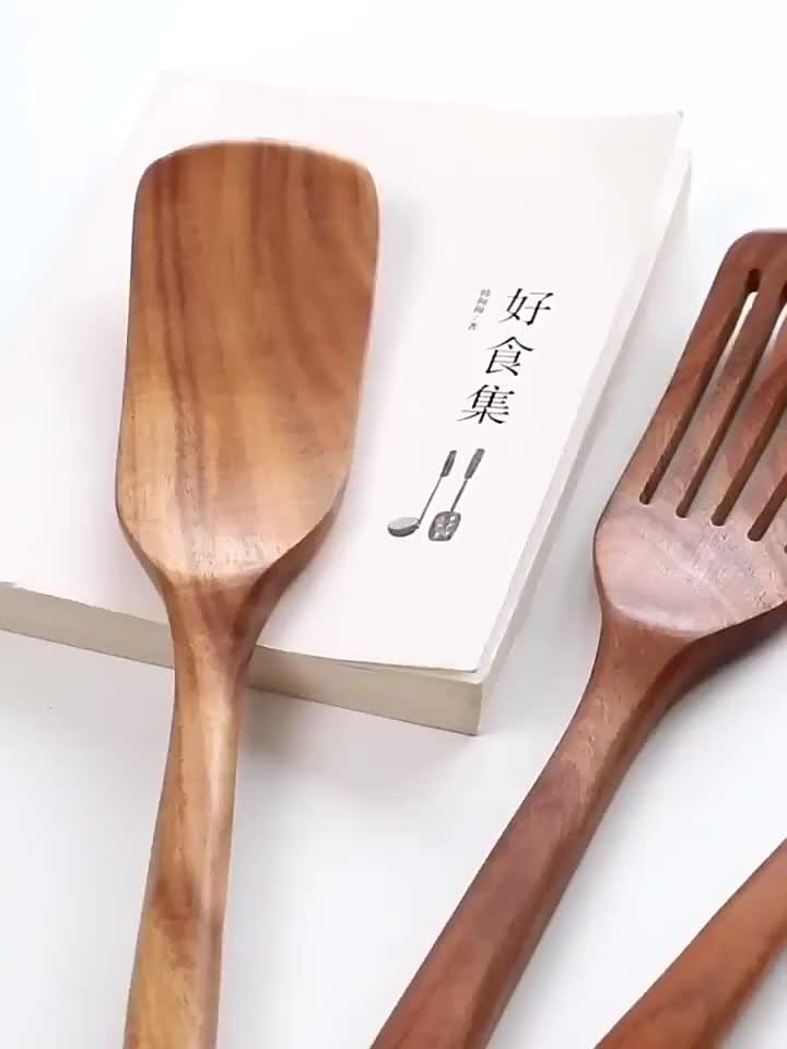 6 pcs/8 pcs a set Biodegradable wooden kitchen wares set wholesale cooking sets wooden cookware tools