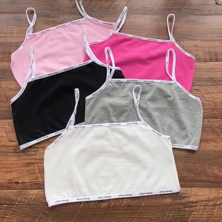 4pc/Lot Kids Underwear Model Cotton Girls Tank Top Candy Color Undershirt Girls Singlet Baby Camisole Bra Tops 8-14Years